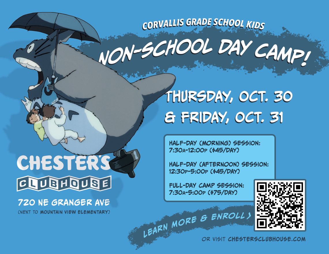 Chester's Clubhouse presents Non-School Day Camp for Corvallis-area public school and home school kids